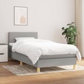 vidaXL, vidaXL Boxspringbett mit Matratze Hellgrau 80x200 cm Stoff