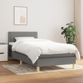 vidaXL, vidaXL Boxspringbett mit Matratze Dunkelgrau 90x190 cm Stoff