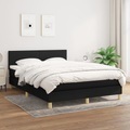 vidaXL, vidaXL Boxspringbett mit Matratze Schwarz 140x200 cm Stoff