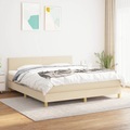 vidaXL, vidaXL Boxspringbett mit Matratze Creme 160x200 cm Stoff
