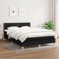 vidaXL, vidaXL Boxspringbett mit Matratze Schwarz 140x200 cm Stoff