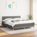 vidaXL, vidaXL Boxspringbett mit Matratze Dunkelgrau 160x200 cm Stoff