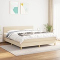 vidaXL, vidaXL Boxspringbett mit Matratze Creme 160x200 cm Stoff