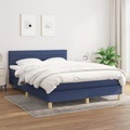 vidaXL, vidaXL Boxspringbett mit Matratze Blau 140x200 cm Stoff