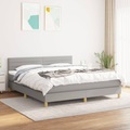 vidaXL, vidaXL Boxspringbett mit Matratze Hellgrau 160x200 cm Stoff