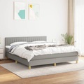 vidaXL, vidaXL Boxspringbett mit Matratze Hellgrau 160x200 cm Stoff