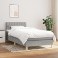 vidaXL, vidaXL Boxspringbett mit Matratze Hellgrau 90x190 cm Stoff