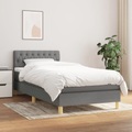 vidaXL, vidaXL Boxspringbett mit Matratze Dunkelgrau 90x200 cm Stoff