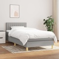vidaXL, vidaXL Boxspringbett mit Matratze Hellgrau 90x200 cm Stoff