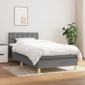vidaXL, vidaXL Boxspringbett mit Matratze Dunkelgrau 90x190 cm Stoff