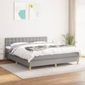 vidaXL, vidaXL Boxspringbett mit Matratze Hellgrau 160x200 cm Stoff