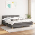 vidaXL, vidaXL Boxspringbett mit Matratze Dunkelgrau 180x200 cm Stoff