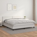 vidaXL, vidaXL Boxspringbett mit Matratze Weiß 180x200 cm Kunstleder