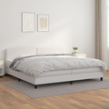 vidaXL, vidaXL Boxspringbett mit Matratze Weiß 200x200 cm Kunstleder