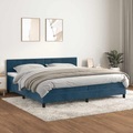 vidaXL, vidaXL Boxspringbett mit Matratze Dunkelblau 200x200 cm Samt