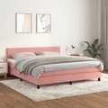 vidaXL, vidaXL Boxspringbett mit Matratze Rosa 160x200 cm Samt