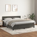 vidaXL, vidaXL Boxspringbett mit Matratze Dunkelgrau 180x200 cm Samt