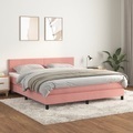 vidaXL, vidaXL Boxspringbett mit Matratze Rosa 180x200 cm Samt