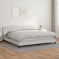 vidaXL, vidaXL Boxspringbett mit Matratze Weiß 200x200 cm Kunstleder