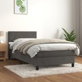 vidaXL, vidaXL Boxspringbett mit Matratze Dunkelgrau 80x200 cm Samt