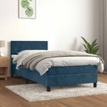 vidaXL, vidaXL Boxspringbett mit Matratze Dunkelblau 90x190 cm Samt