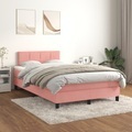 vidaXL, vidaXL Boxspringbett mit Matratze Rosa 120x200 cm Samt