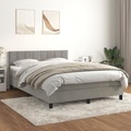 vidaXL, vidaXL Boxspringbett mit Matratze Hellgrau 140x200 cm Samt