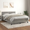 vidaXL, vidaXL Boxspringbett mit Matratze Hellgrau 140x200 cm Samt