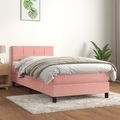 vidaXL, vidaXL Boxspringbett mit Matratze Rosa 80x200 cm Samt