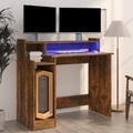 vidaXL, vidaXL Schreibtisch mit LEDs Räuchereiche 97x45x90 cm Holzwerkstoff
