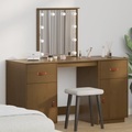 vidaXL, vidaXL Schminktisch-Set mit LED Honigbraun Massivholz Kiefer