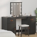 vidaXL, vidaXL Schminktisch-Set mit LED Schwarz Massivholz Kiefer
