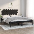 vidaXL, vidaXL Massivholzbett Schwarz 140x190 cm
