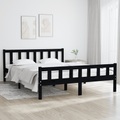 vidaXL, vidaXL Massivholzbett Schwarz 120x200 cm