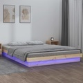 vidaXL, vidaXL Massivholzbett mit LED-Beleuchtung 200x200 cmassiv