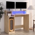 vidaXL, vidaXL Schreibtisch mit LEDs Sonoma-Eiche 97x45x90 cm Holzwerkstoff