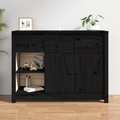vidaXL, vidaXL Sideboard Schwarz 100x35x74 cm Massivholz Kiefer