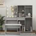 vidaXL, vidaXL Schminktisch-Set mit LED Grau Sonoma Holzwerkstoff