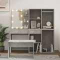 vidaXL, vidaXL Schminktisch-Set mit LED Betongrau Holzwerkstoff