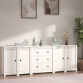 vidaXL, vidaXL Sideboard Weiß 230x35x80 cm Massivholz Kiefer