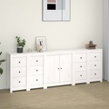 vidaXL, vidaXL Sideboard Weiß 230x35x80 cm Massivholz Kiefer