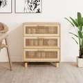 vidaXL, vidaXL Sideboard Braun 60x30x70 cm Massivholz Kiefer und Natur-Rattan