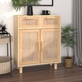 vidaXL, vidaXL Sideboard Braun 60x30x75 cm Massivholz Kiefer und Natur-Rattan
