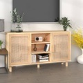 vidaXL, vidaXL Sideboard Braun 105x30x60 cm Massivholz Kiefer und Natur-Rattan