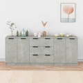 vidaXL, vidaXL 3-tlg. Sideboard-Set Betongrau Holzwerkstoff