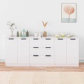 vidaXL, vidaXL 3-tlg. Sideboard Weiß Holzwerkstoff