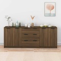 vidaXL, vidaXL 3-tlg. Sideboard Braun Eiche-Optik Holzwerkstoff