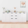 vidaXL, vidaXL 3-tlg. Sideboard-Set Hochglanz-Weiß Holzwerkstoff