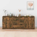 vidaXL, vidaXL 3-tlg. Sideboard Räuchereiche Holzwerkstoff