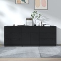 vidaXL, vidaXL 3-tlg. Sideboard Schwarz Holzwerkstoff